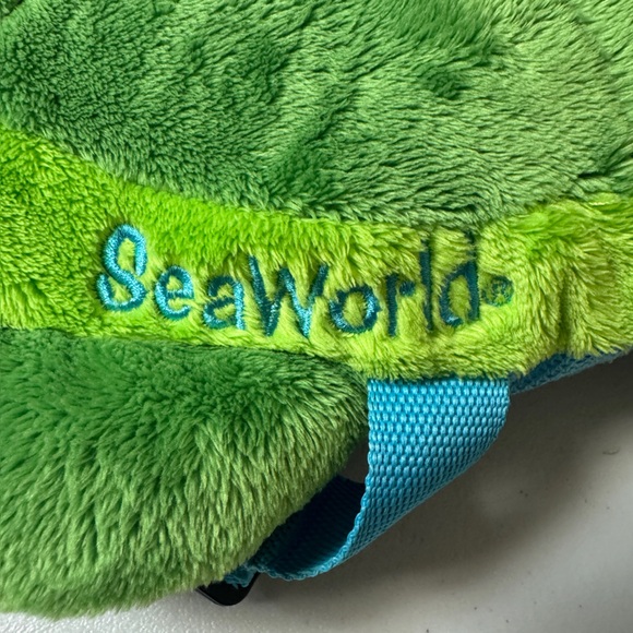 SEAWORLD Turtle Plush Back Pack Green Blue Zipper School Daycare Kids Baby Bag